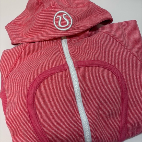 Lululemon Pink Thin Striped Scuba Full Zip Hoodie Size 6 - Picture 4 of 9